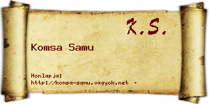 Komsa Samu névjegykártya